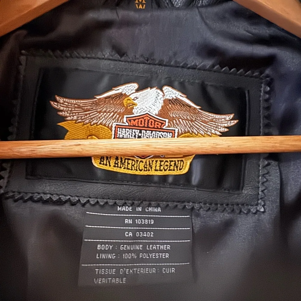 Harley-Davidson 100th Anniversary Edition Black Leather Jacket with Logo - Picture 5 of 6
